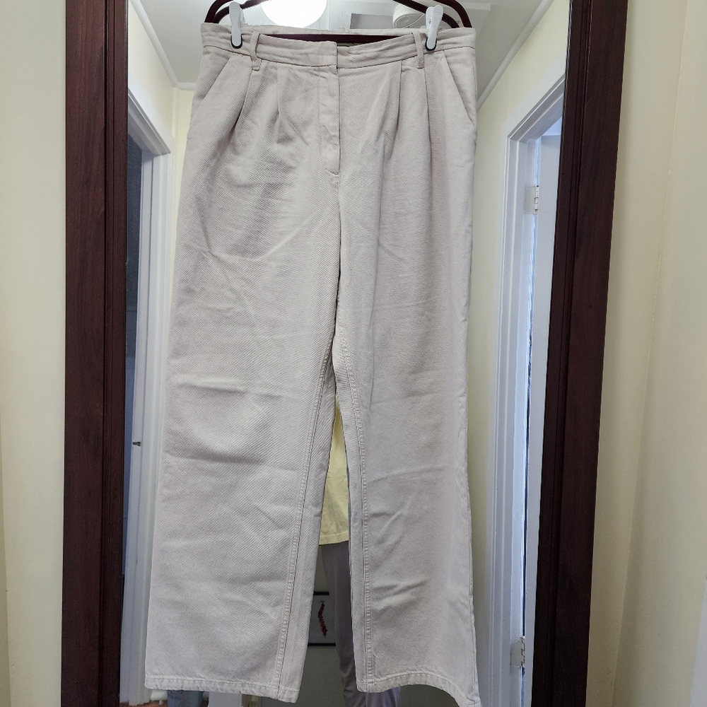 A&F Pleated Wide Leg Cotton Pants 32/14L